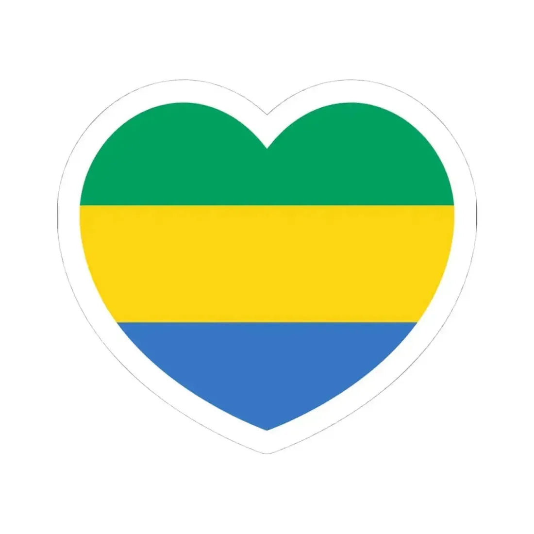 Heart Flag of Gabon - STICKER Vinyl Kiss-Cut Decal 4 Inch White - The Sticker Space