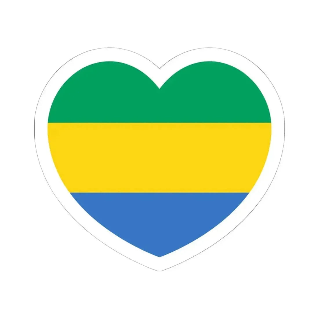 Heart Flag of Gabon - STICKER Vinyl Kiss-Cut Decal 6 Inch White - The Sticker Space