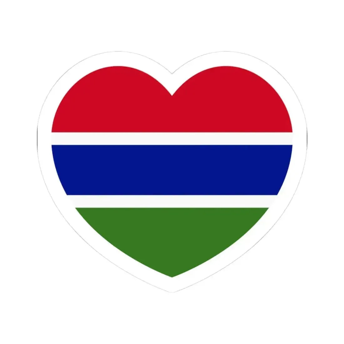 Heart Flag of Gambia - STICKER Vinyl Kiss-Cut Decal 3 Inch White - The Sticker Space
