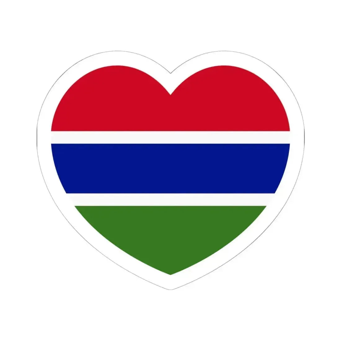 Heart Flag of Gambia - STICKER Vinyl Kiss-Cut Decal 6 Inch White - The Sticker Space