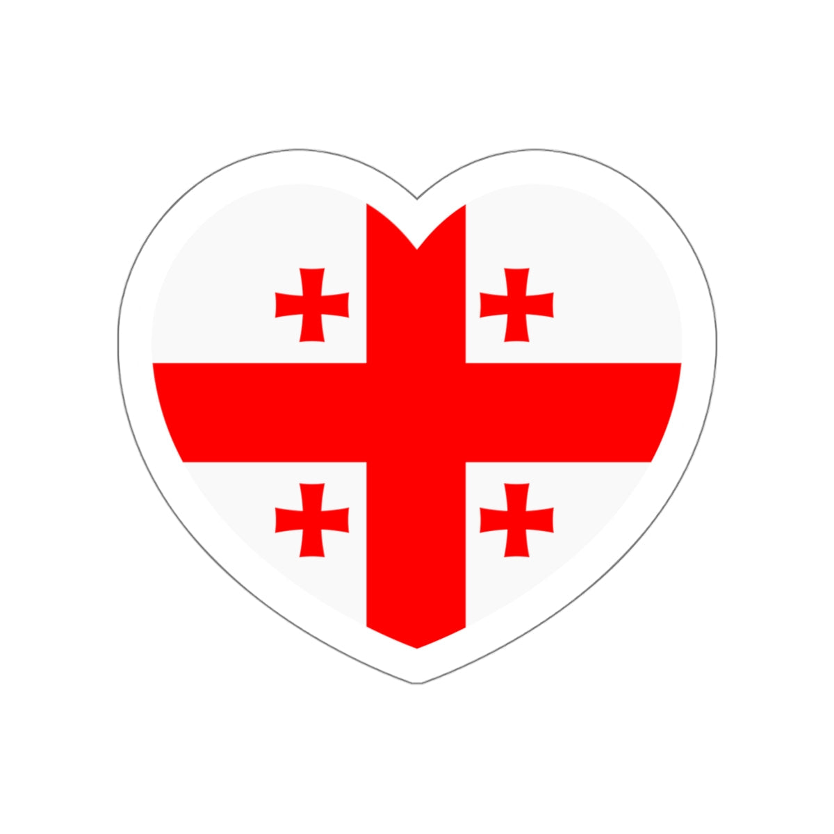 Heart Flag of Georgia - STICKER Vinyl Die-Cut Decal-White-The Sticker Space