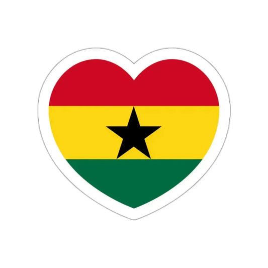 Heart Flag of Ghana - STICKER Vinyl Die-Cut Decal White Die-Cut 2 Inch - The Sticker Space