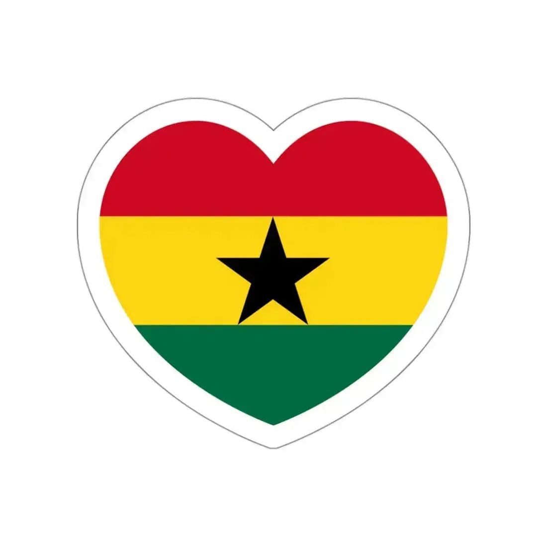 Heart Flag of Ghana - STICKER Vinyl Die-Cut Decal White Die-Cut 3 Inch - The Sticker Space