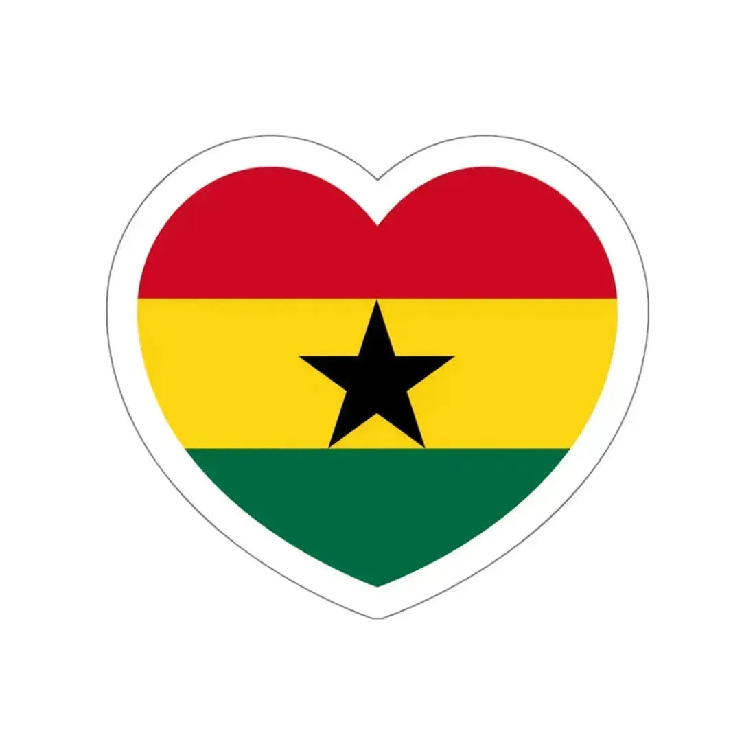 Heart Flag of Ghana - STICKER Vinyl Die-Cut Decal White Die-Cut 6 Inch - The Sticker Space