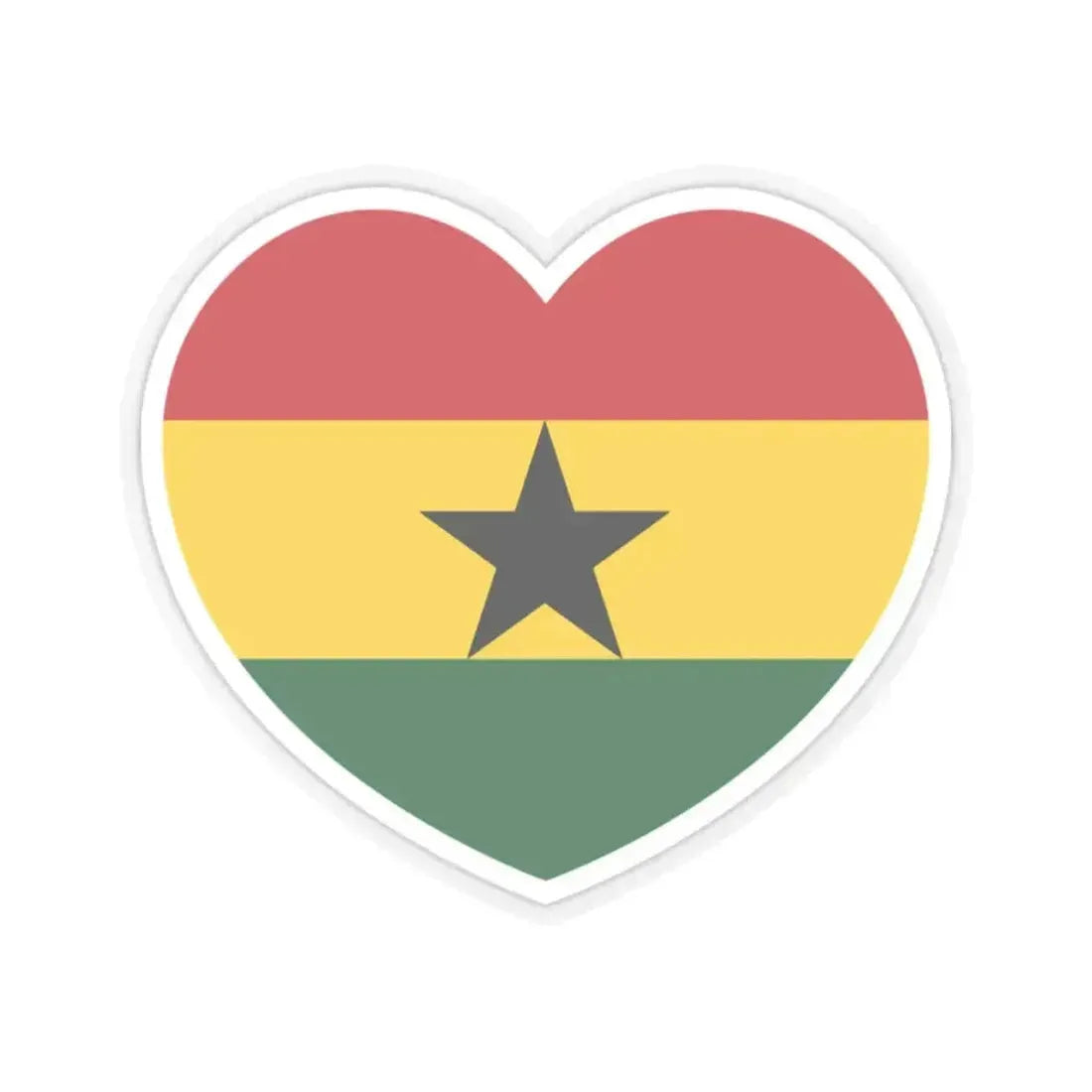 Heart Flag of Ghana - STICKER Vinyl Kiss-Cut Decal 2 Inch Transparent - The Sticker Space