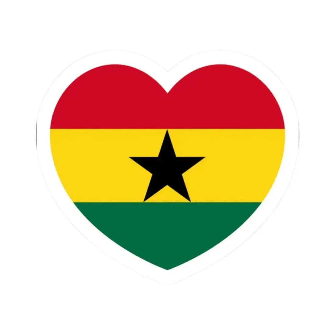 Heart Flag of Ghana - STICKER Vinyl Kiss-Cut Decal 2 Inch White - The Sticker Space