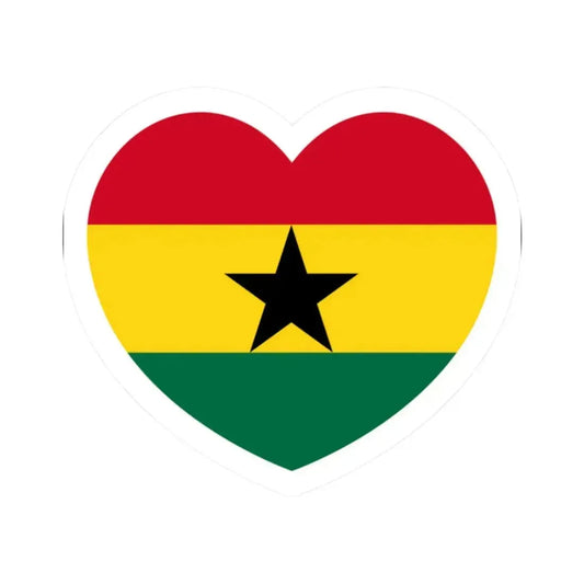 Heart Flag of Ghana - STICKER Vinyl Kiss-Cut Decal 2 Inch White - The Sticker Space