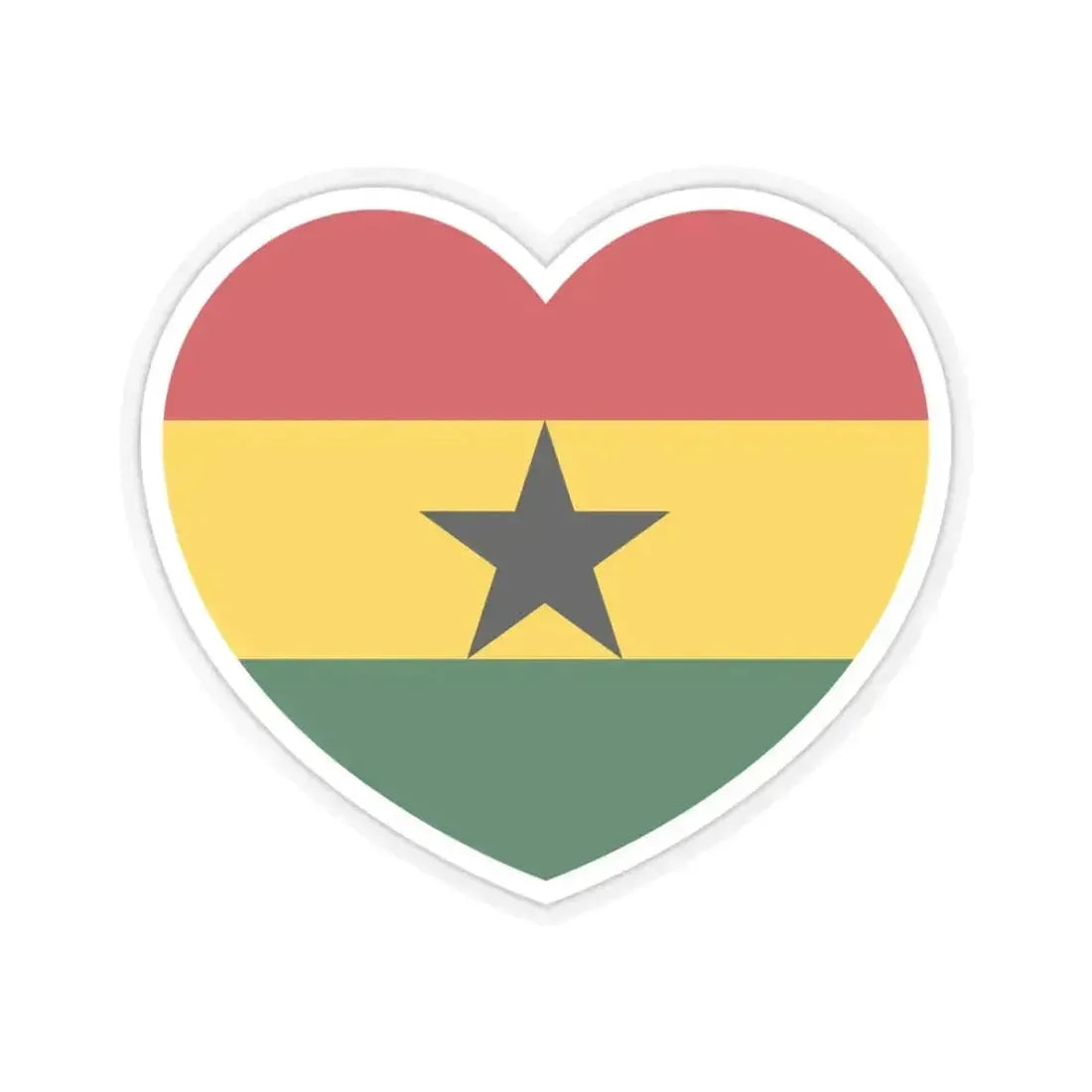 Heart Flag of Ghana - STICKER Vinyl Kiss-Cut Decal 3 Inch Transparent - The Sticker Space
