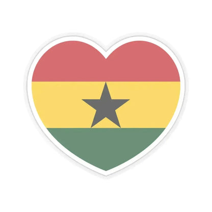 Heart Flag of Ghana - STICKER Vinyl Kiss-Cut Decal 3 Inch Transparent - The Sticker Space