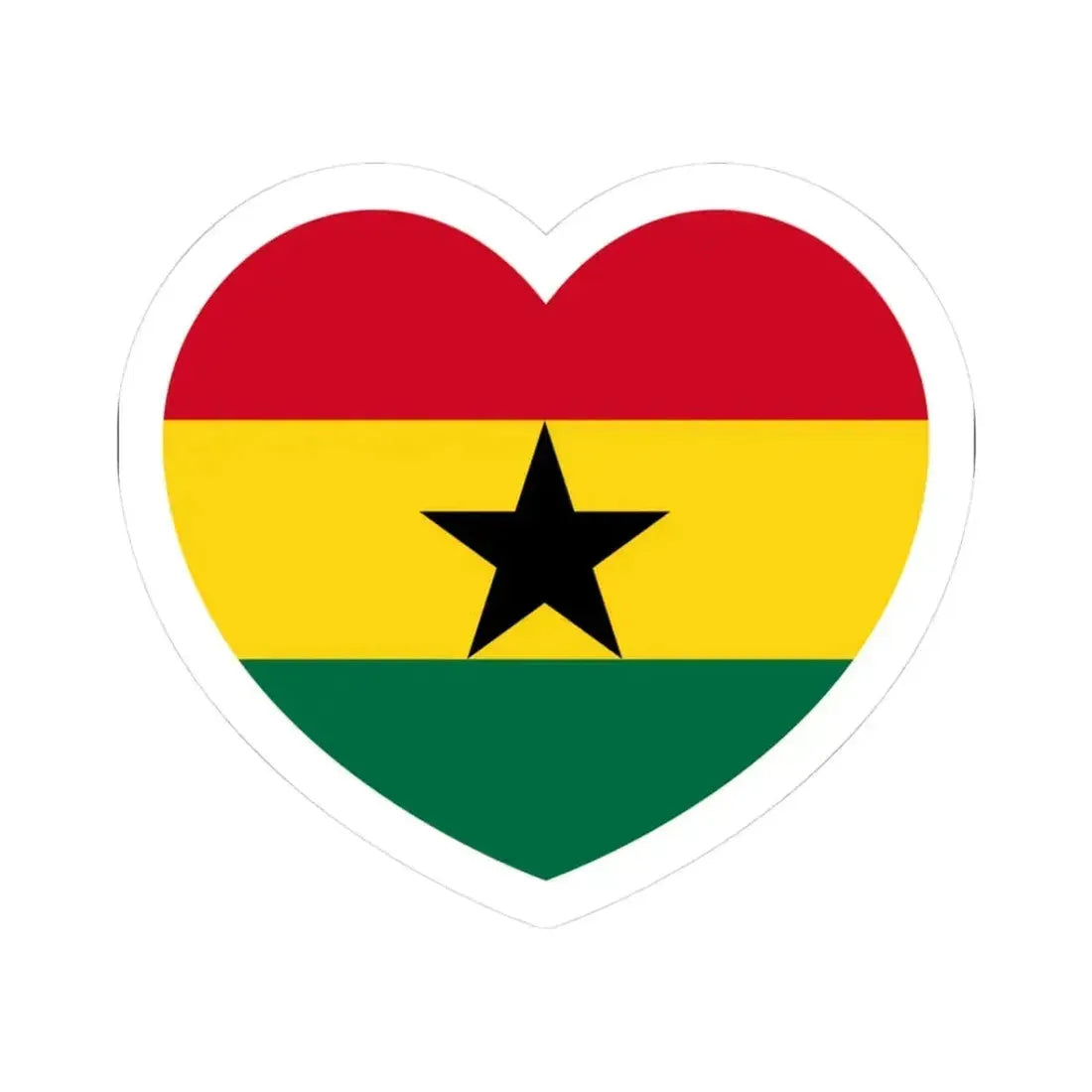 Heart Flag of Ghana - STICKER Vinyl Kiss-Cut Decal 3 Inch White - The Sticker Space