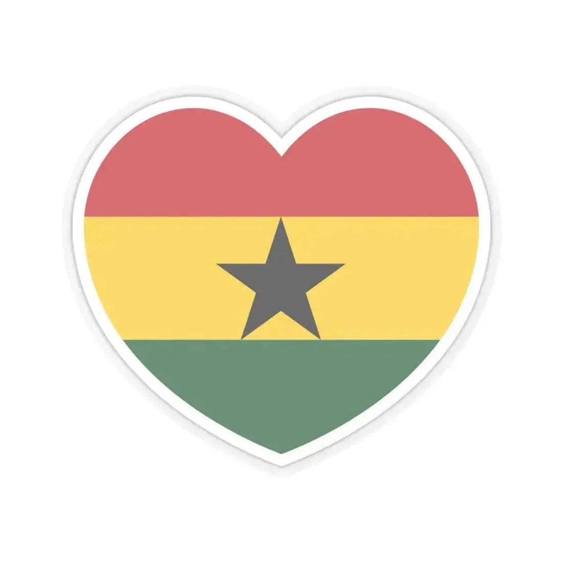 Heart Flag of Ghana - STICKER Vinyl Kiss-Cut Decal 4 Inch Transparent - The Sticker Space
