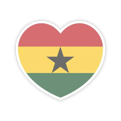 Heart Flag of Ghana - STICKER Vinyl Kiss-Cut Decal 4 Inch Transparent - The Sticker Space