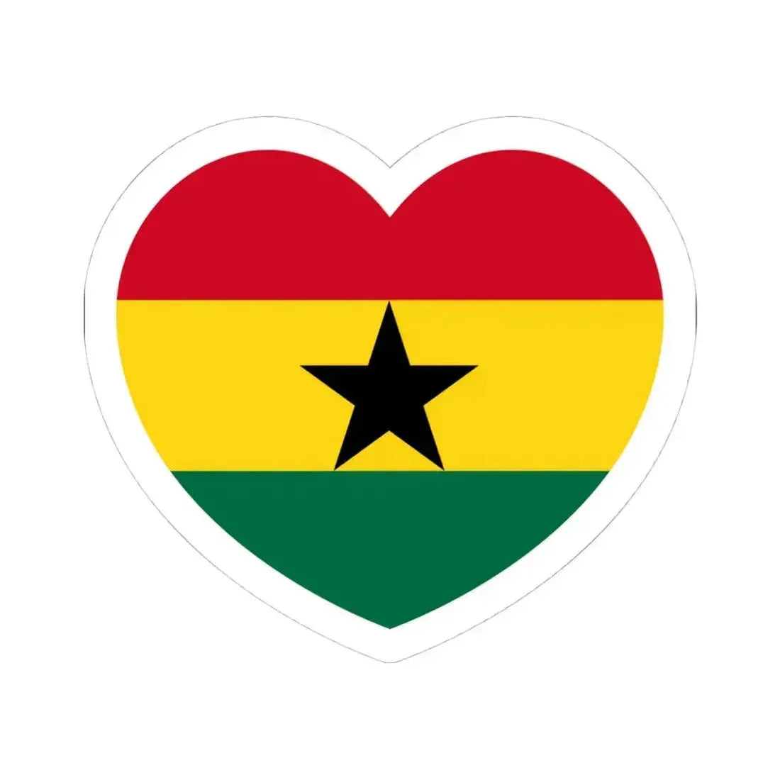 Heart Flag of Ghana - STICKER Vinyl Kiss-Cut Decal 4 Inch White - The Sticker Space