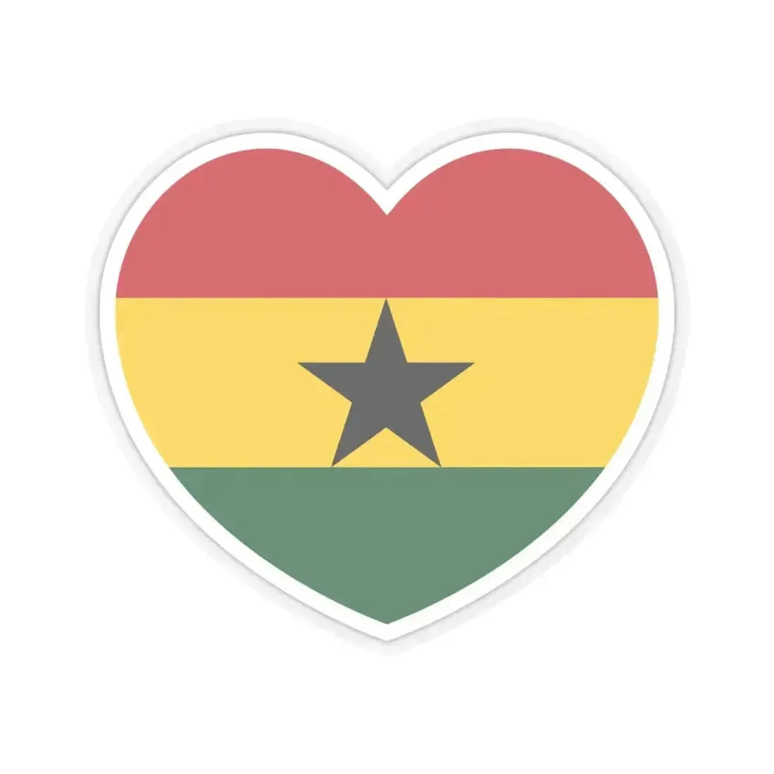 Heart Flag of Ghana - STICKER Vinyl Kiss-Cut Decal 6 Inch Transparent - The Sticker Space