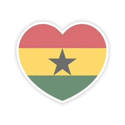Heart Flag of Ghana - STICKER Vinyl Kiss-Cut Decal 6 Inch Transparent - The Sticker Space
