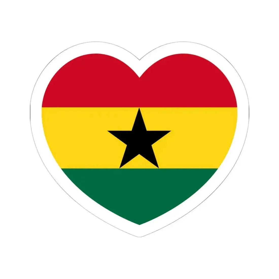 Heart Flag of Ghana - STICKER Vinyl Kiss-Cut Decal 6 Inch White - The Sticker Space