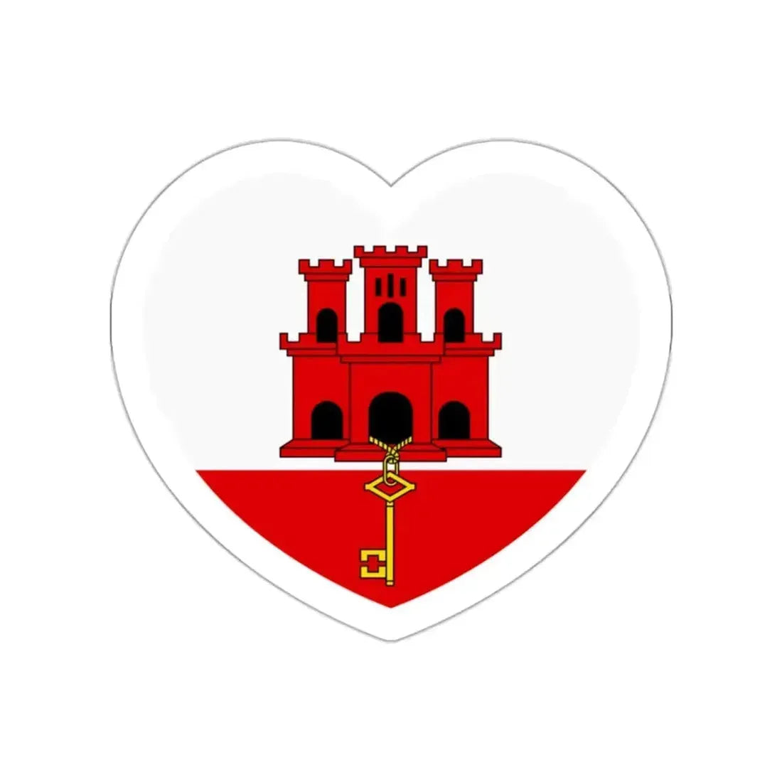 Heart Flag of Gibraltar - STICKER Vinyl Die-Cut Decal White Die-Cut 2 Inch - The Sticker Space