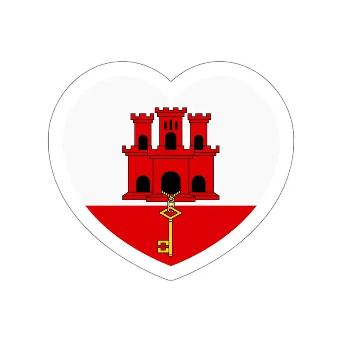 Heart Flag of Gibraltar - STICKER Vinyl Die-Cut Decal White Die-Cut 3 Inch - The Sticker Space