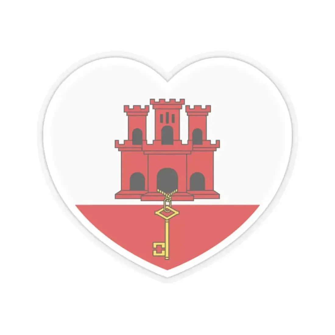 Heart Flag of Gibraltar - STICKER Vinyl Kiss-Cut Decal 2 Inch Transparent - The Sticker Space