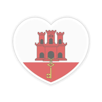Heart Flag of Gibraltar - STICKER Vinyl Kiss-Cut Decal 2 Inch Transparent - The Sticker Space