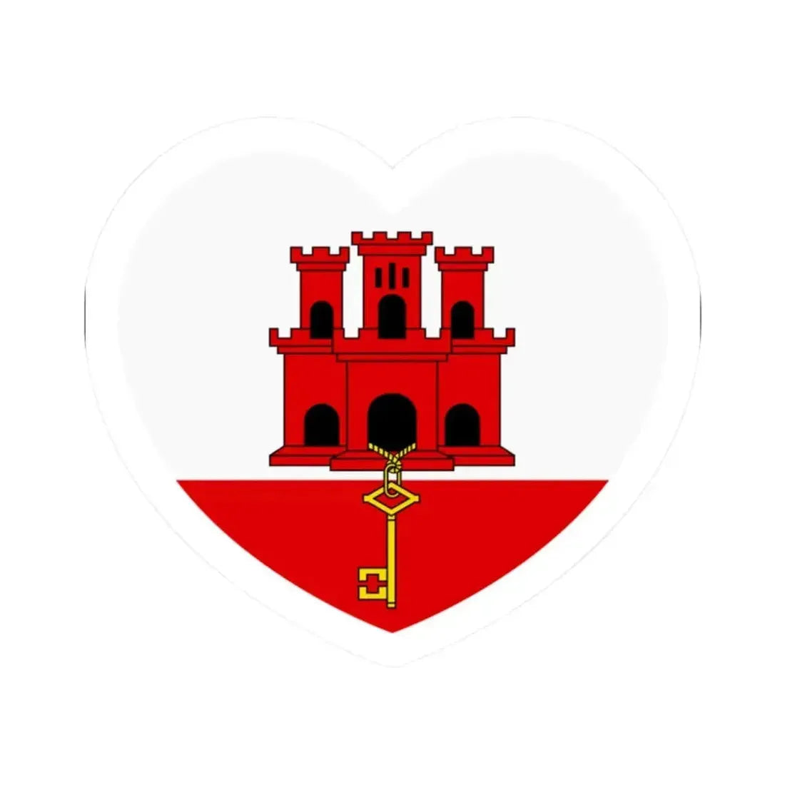 Heart Flag of Gibraltar - STICKER Vinyl Kiss-Cut Decal 2 Inch White - The Sticker Space