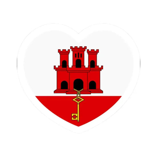 Heart Flag of Gibraltar - STICKER Vinyl Kiss-Cut Decal 2 Inch White - The Sticker Space