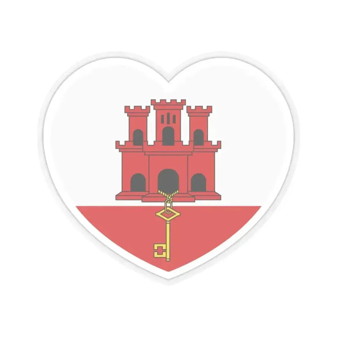 Heart Flag of Gibraltar - STICKER Vinyl Kiss-Cut Decal 3 Inch Transparent - The Sticker Space