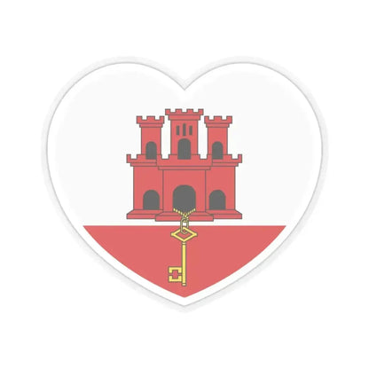Heart Flag of Gibraltar - STICKER Vinyl Kiss-Cut Decal 3 Inch Transparent - The Sticker Space