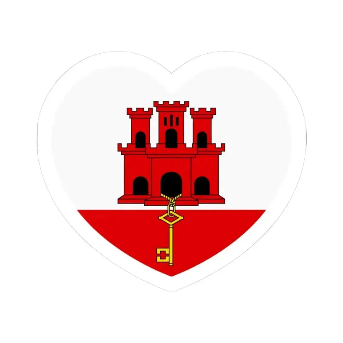 Heart Flag of Gibraltar - STICKER Vinyl Kiss-Cut Decal 3 Inch White - The Sticker Space