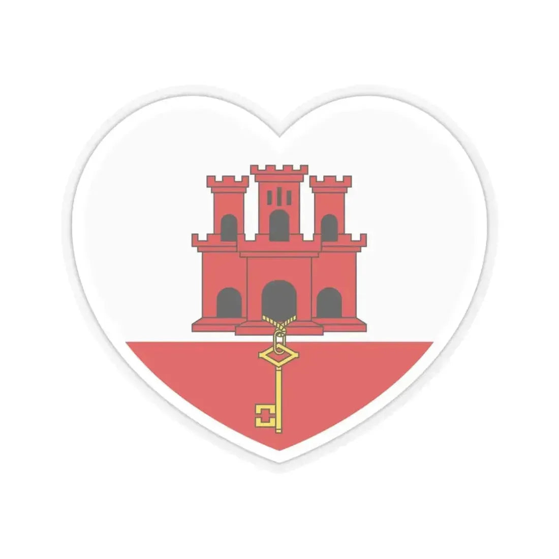 Heart Flag of Gibraltar - STICKER Vinyl Kiss-Cut Decal 4 Inch Transparent - The Sticker Space