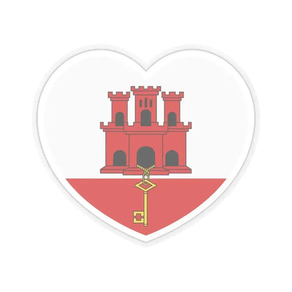 Heart Flag of Gibraltar - STICKER Vinyl Kiss-Cut Decal 4 Inch Transparent - The Sticker Space