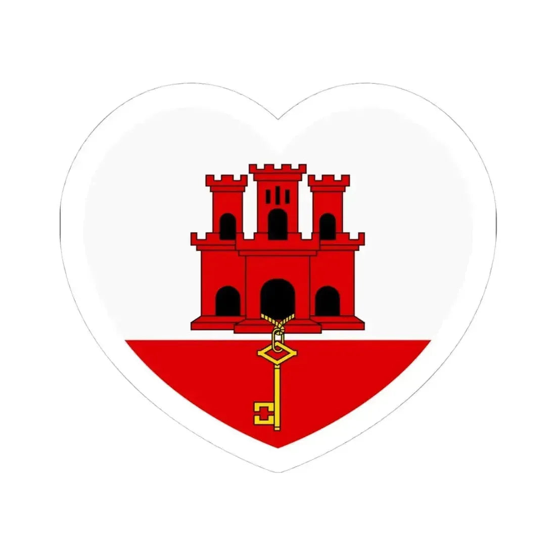 Heart Flag of Gibraltar - STICKER Vinyl Kiss-Cut Decal 4 Inch White - The Sticker Space