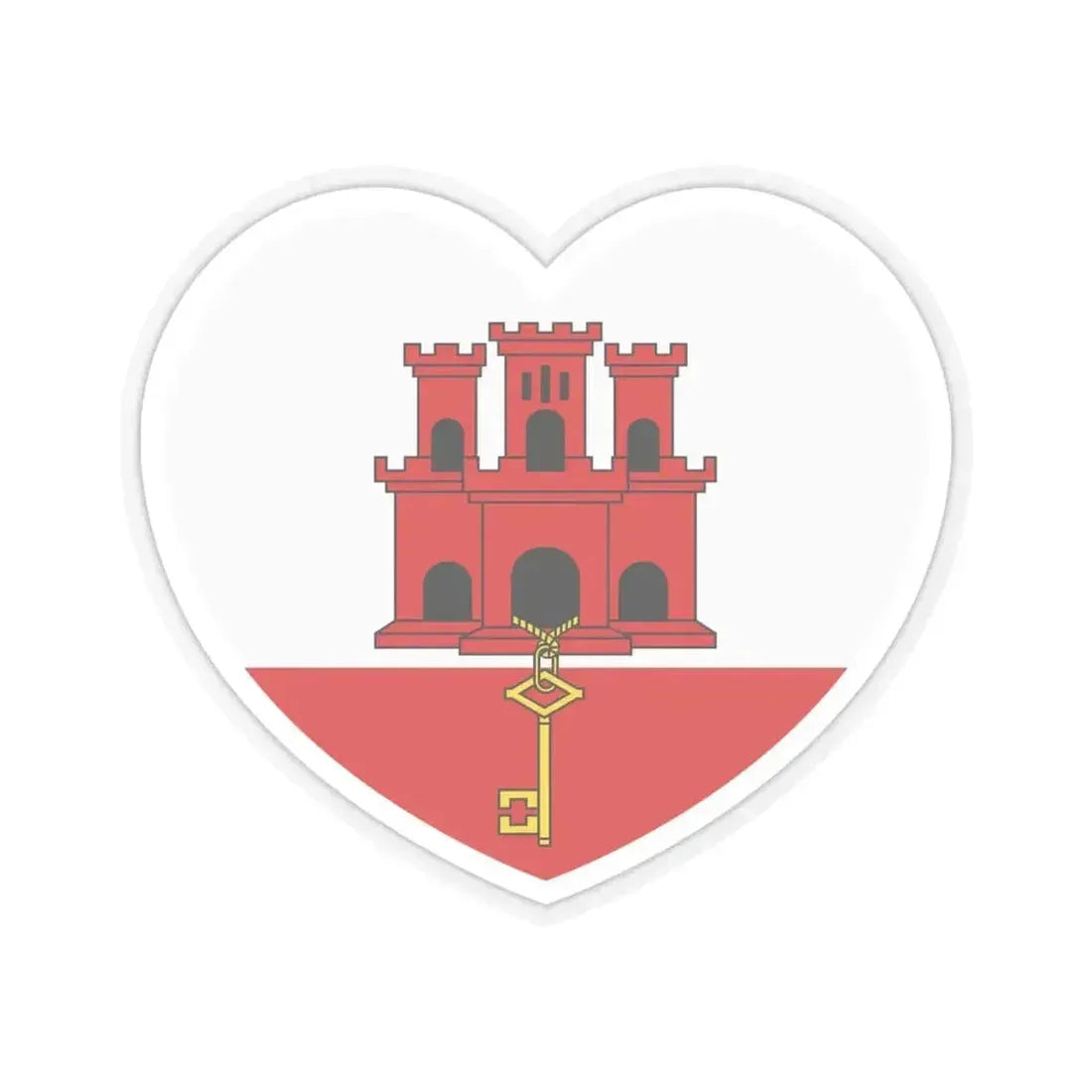 Heart Flag of Gibraltar - STICKER Vinyl Kiss-Cut Decal 6 Inch Transparent - The Sticker Space