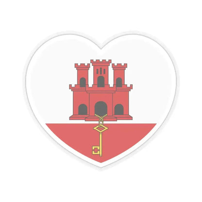 Heart Flag of Gibraltar - STICKER Vinyl Kiss-Cut Decal 6 Inch Transparent - The Sticker Space