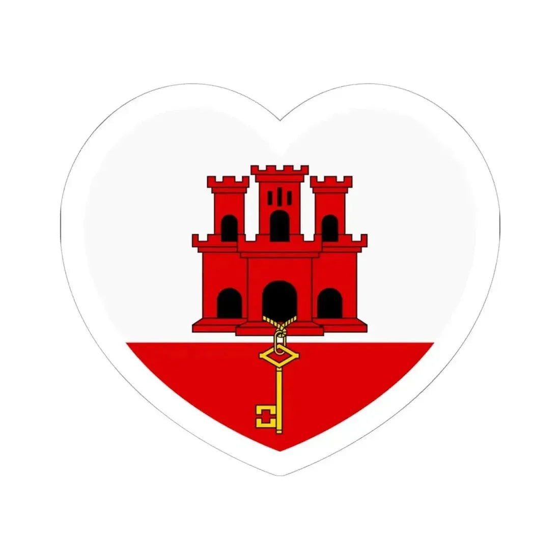Heart Flag of Gibraltar - STICKER Vinyl Kiss-Cut Decal 6 Inch White - The Sticker Space