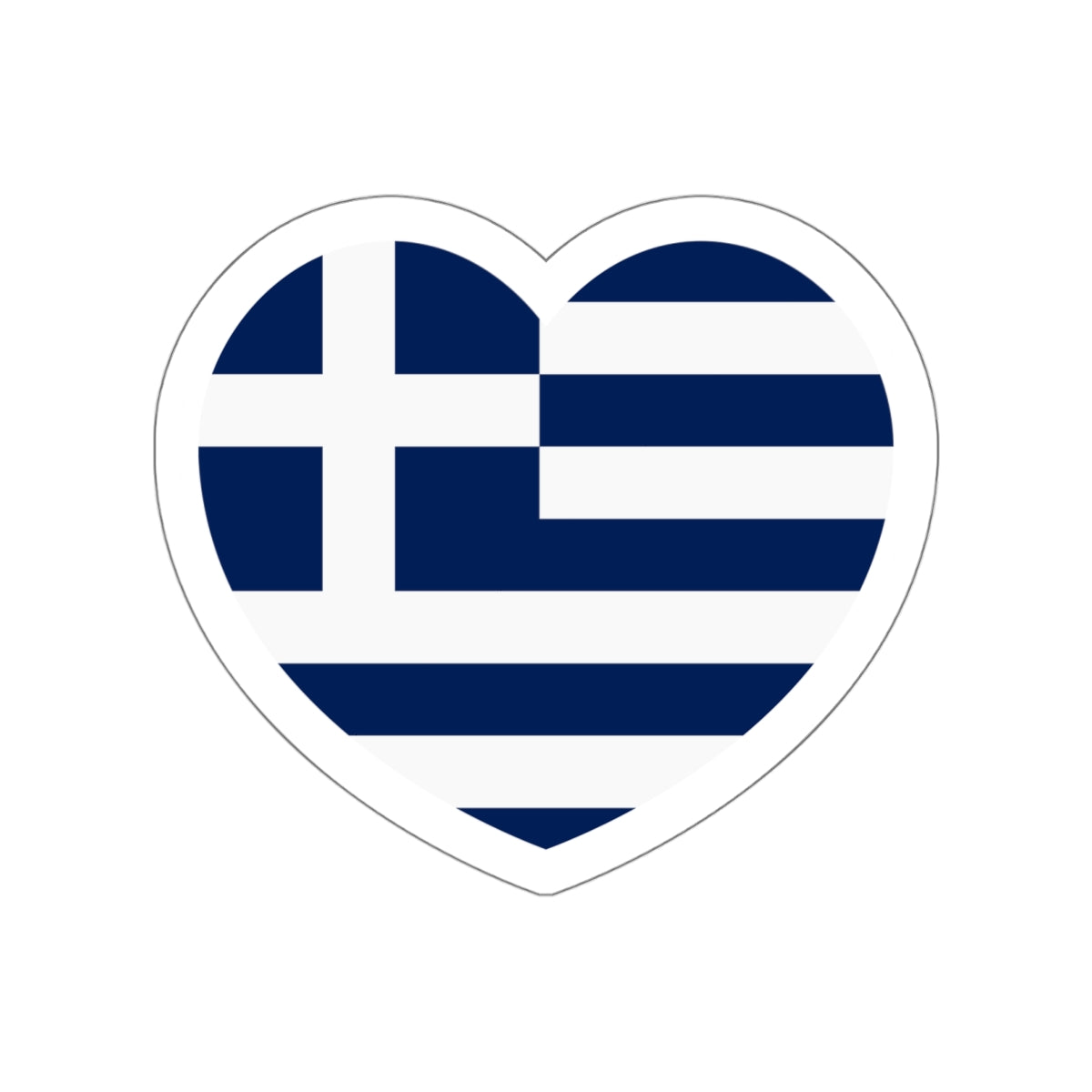 Heart Flag of Greece 1970-1975 - STICKER Vinyl Die-Cut Decal-White-The Sticker Space