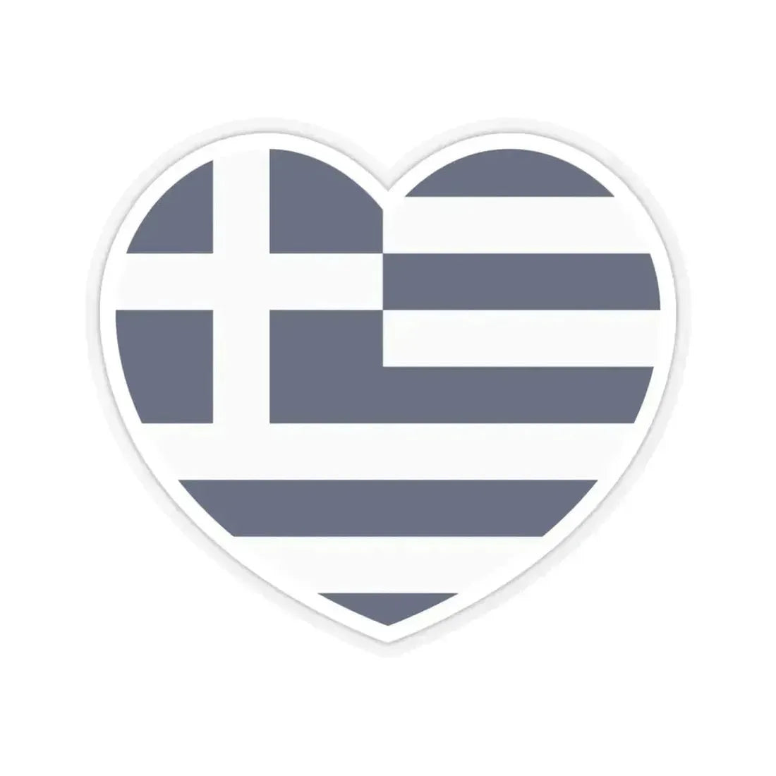 Heart Flag of Greece 1970-1975 - STICKER Vinyl Kiss-Cut Decal 4 Inch Transparent - The Sticker Space
