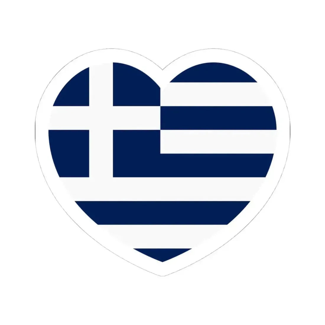 Heart Flag of Greece 1970-1975 - STICKER Vinyl Kiss-Cut Decal 4 Inch White - The Sticker Space