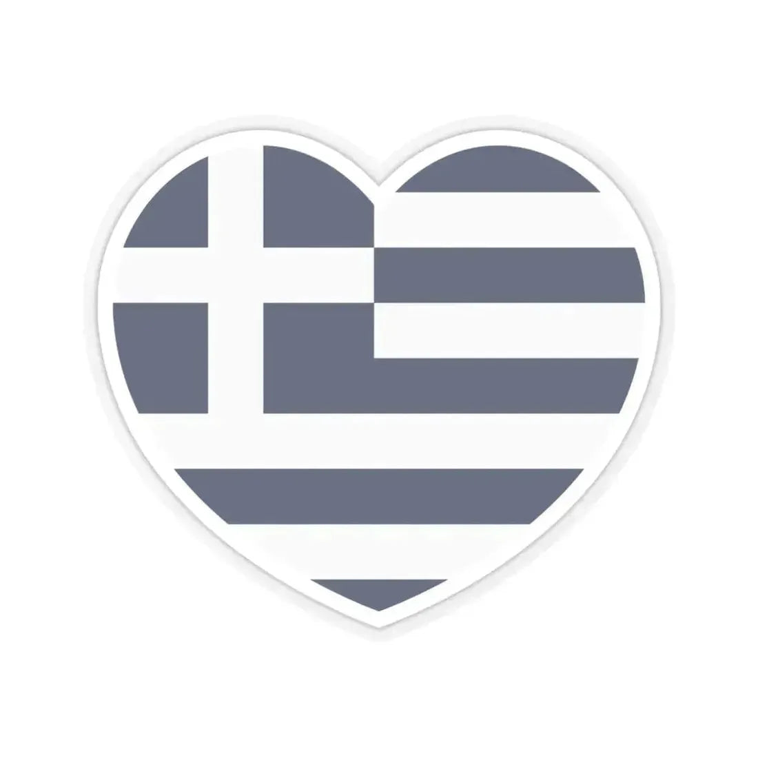 Heart Flag of Greece 1970-1975 - STICKER Vinyl Kiss-Cut Decal 6 Inch Transparent - The Sticker Space
