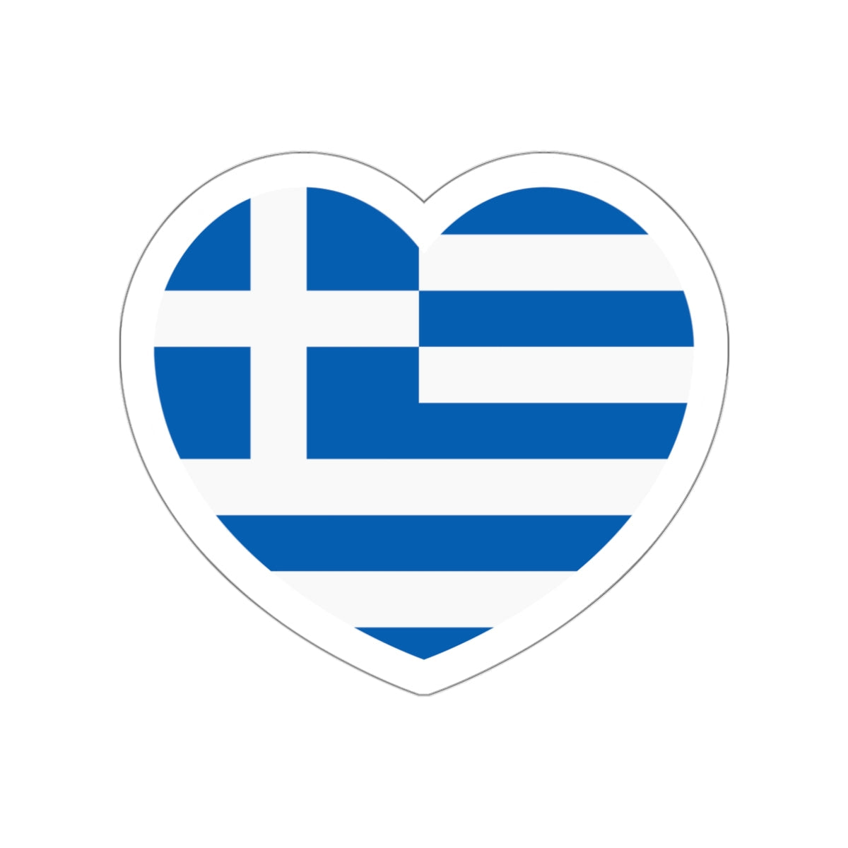 Heart Flag of Greece - STICKER Vinyl Die-Cut Decal-White-The Sticker Space