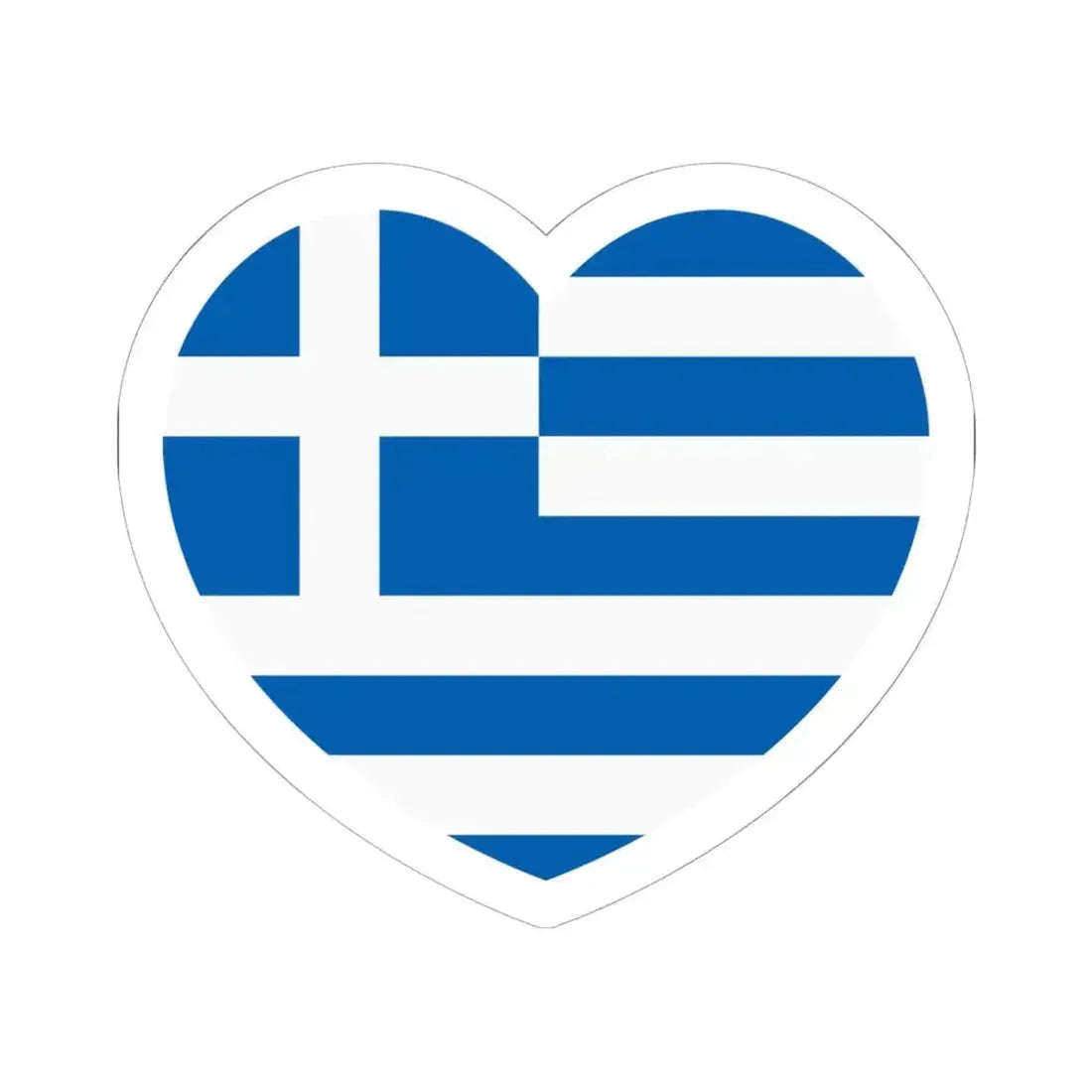 Heart Flag of Greece - STICKER Vinyl Kiss-Cut Decal 6 Inch White - The Sticker Space