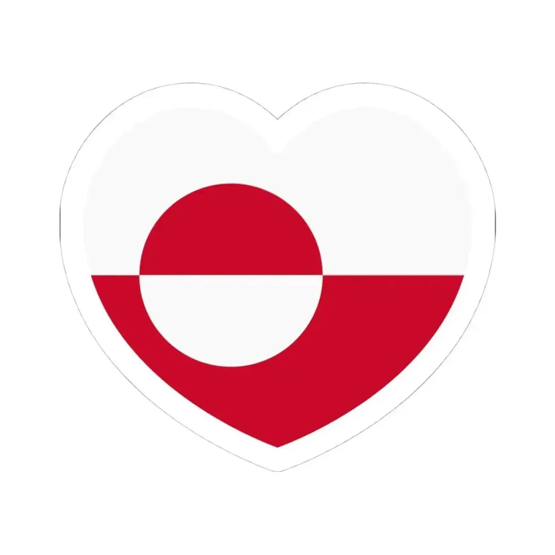 Heart Flag of Greenland - STICKER Vinyl Kiss-Cut Decal 4 Inch White - The Sticker Space
