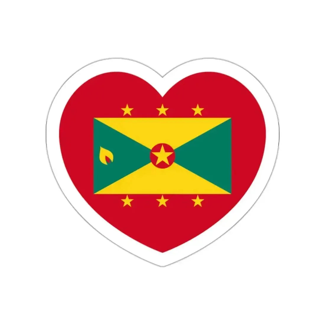 Heart Flag of Grenada - STICKER Vinyl Die-Cut Decal White Die-Cut 2 Inch - The Sticker Space