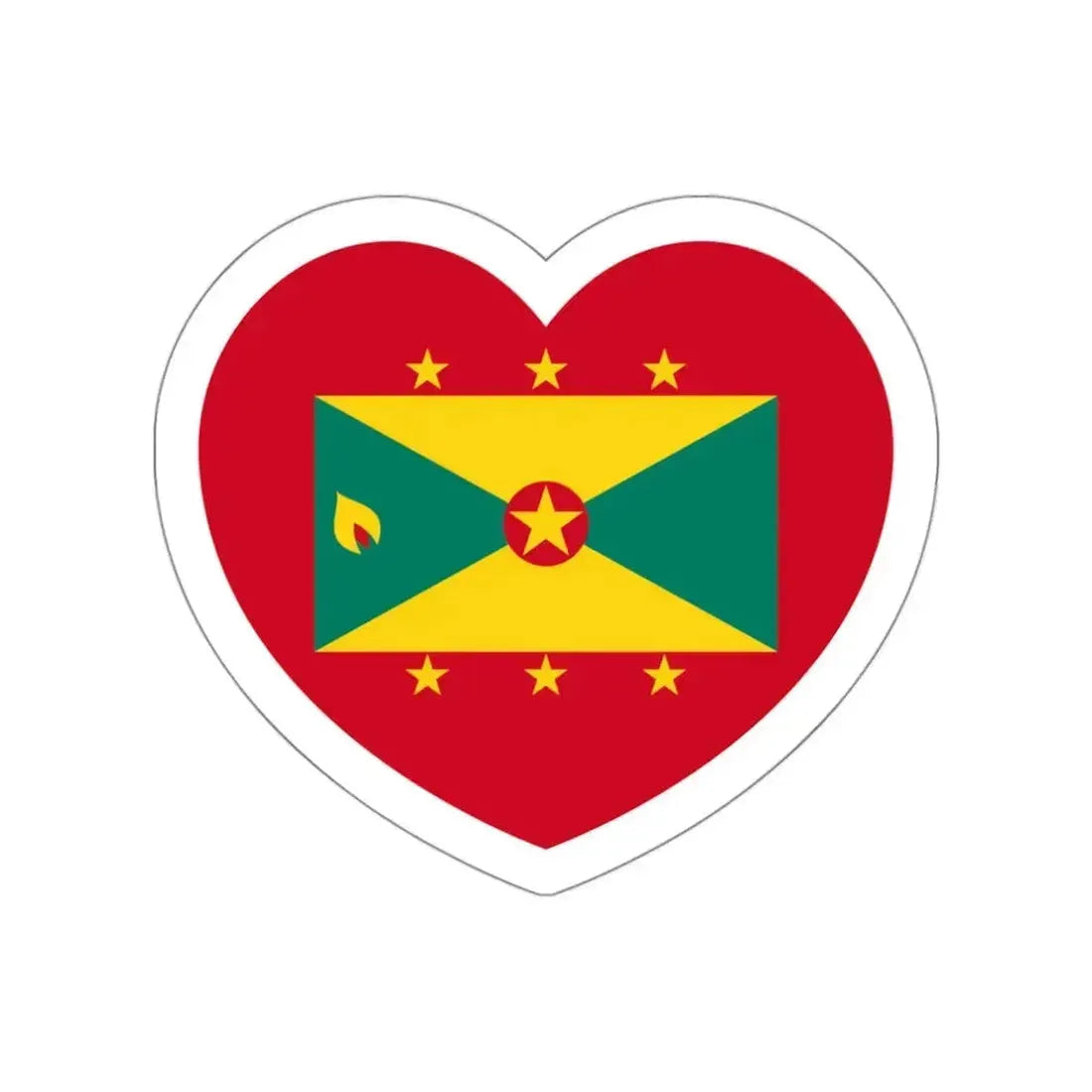 Heart Flag of Grenada - STICKER Vinyl Die-Cut Decal White Die-Cut 3 Inch - The Sticker Space
