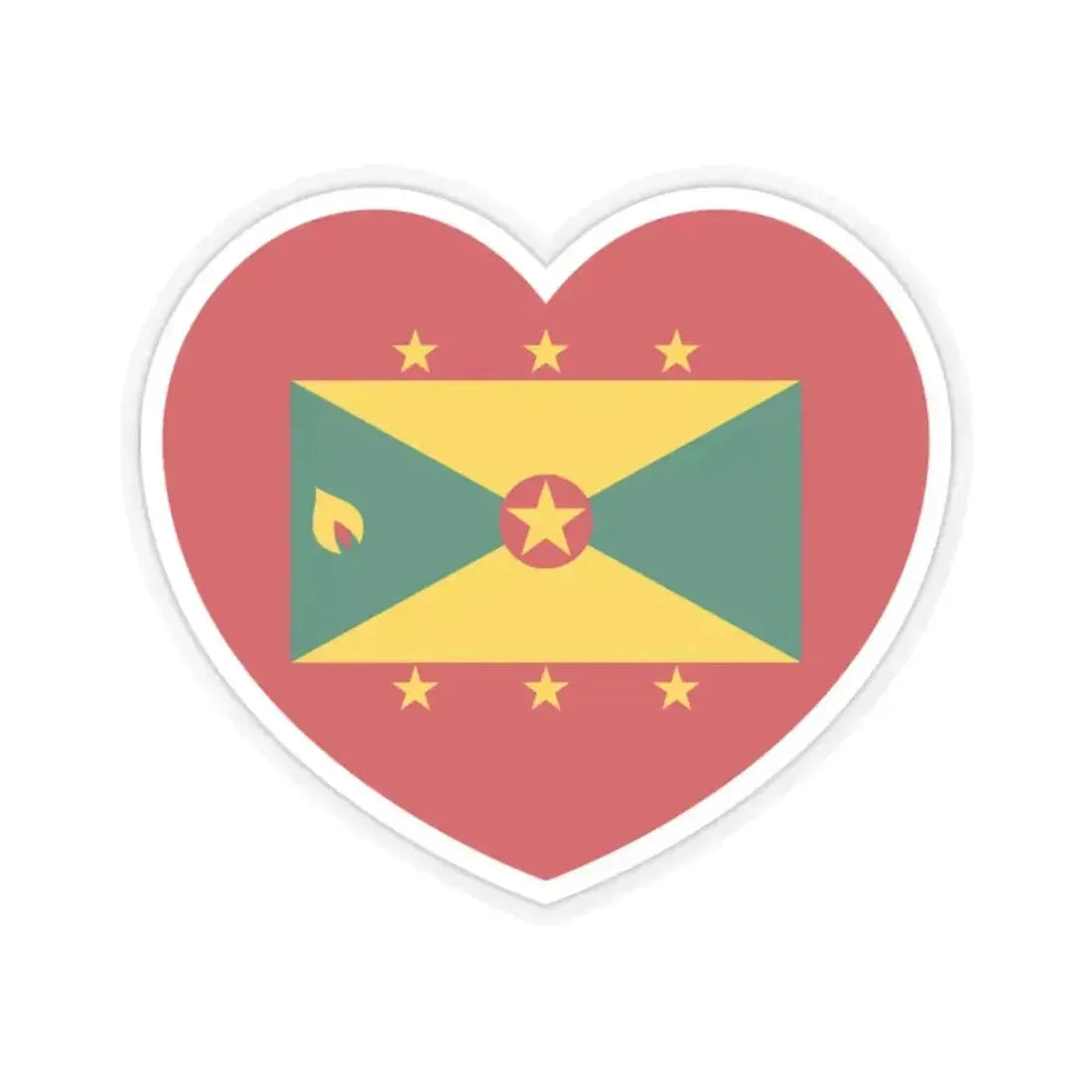 Heart Flag of Grenada - STICKER Vinyl Kiss-Cut Decal 2 Inch Transparent - The Sticker Space