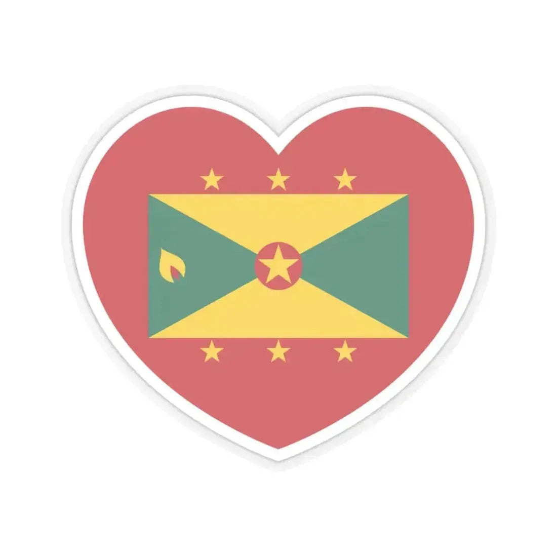 Heart Flag of Grenada - STICKER Vinyl Kiss-Cut Decal 3 Inch Transparent - The Sticker Space
