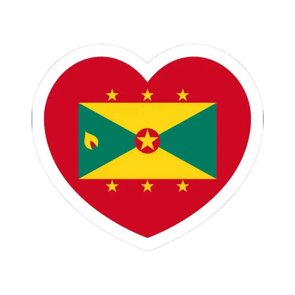 Heart Flag of Grenada - STICKER Vinyl Kiss-Cut Decal 3 Inch White - The Sticker Space