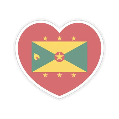 Heart Flag of Grenada - STICKER Vinyl Kiss-Cut Decal 4 Inch Transparent - The Sticker Space