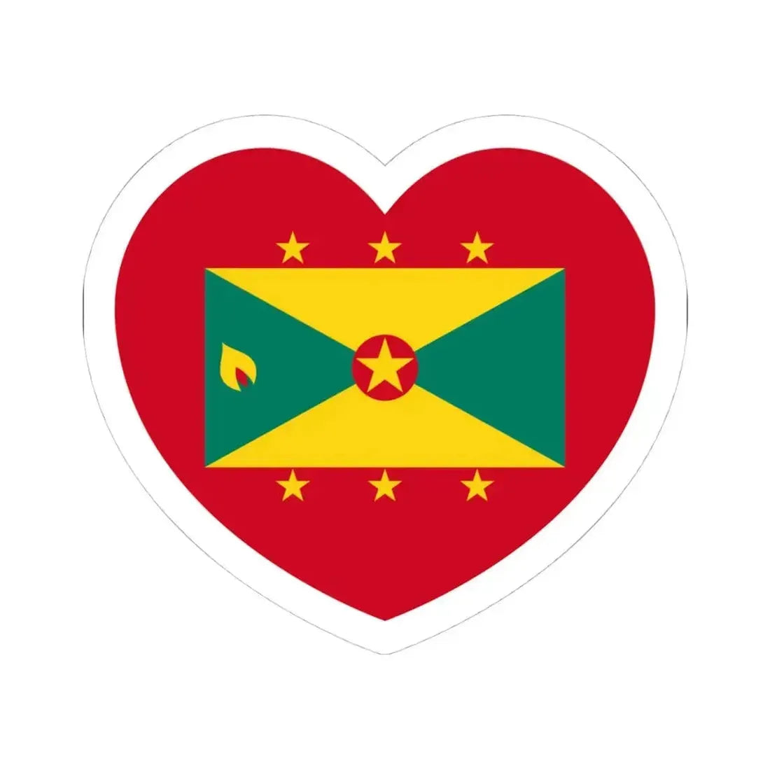 Heart Flag of Grenada - STICKER Vinyl Kiss-Cut Decal 4 Inch White - The Sticker Space