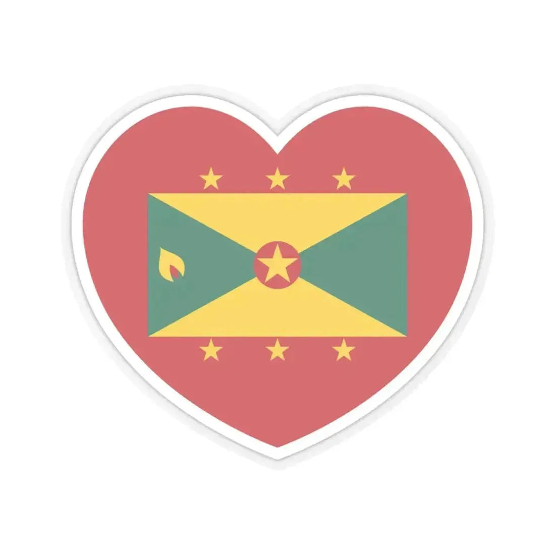 Heart Flag of Grenada - STICKER Vinyl Kiss-Cut Decal 6 Inch Transparent - The Sticker Space
